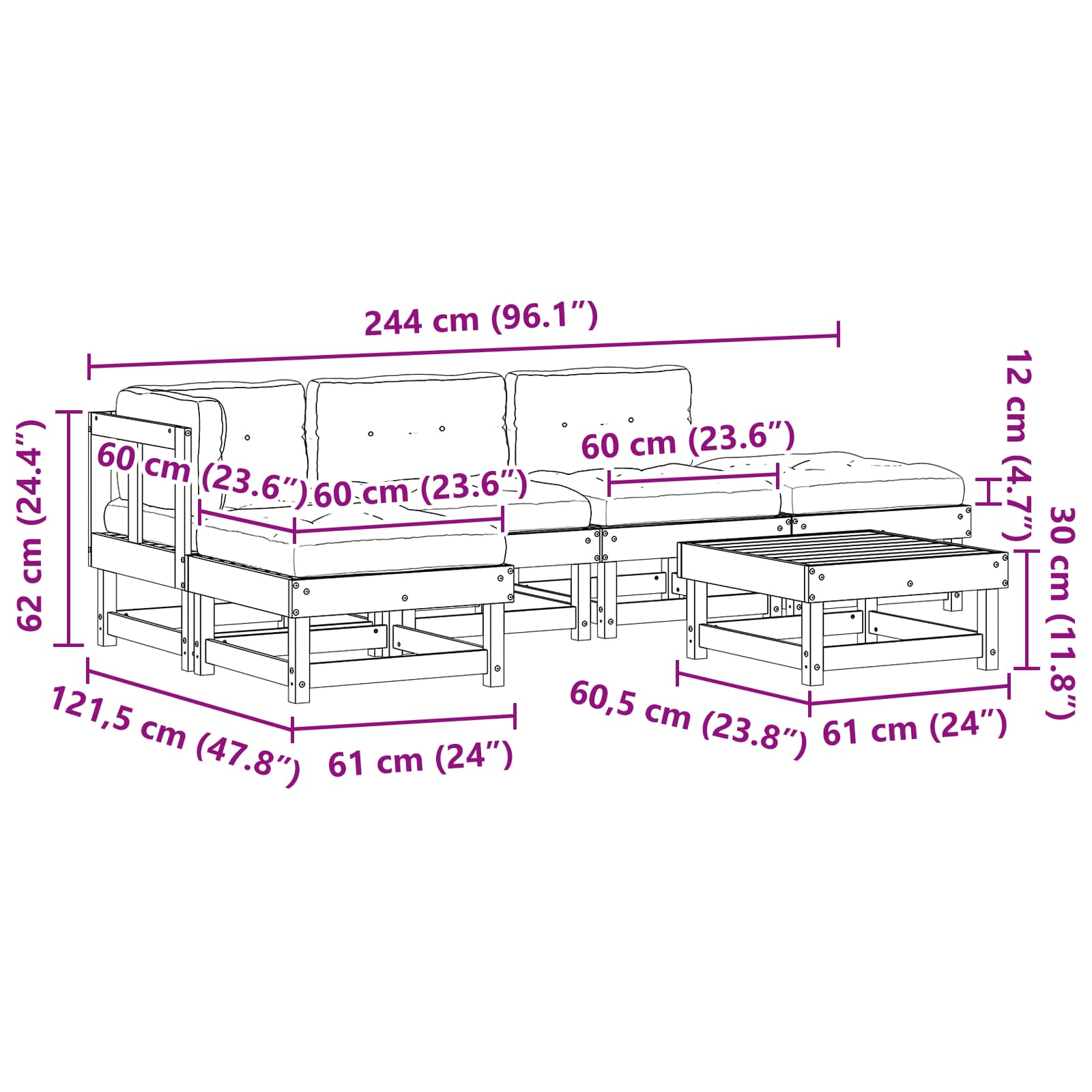 Set Lounge da Giardino 6 pcs Marrone Cerato | homemem39