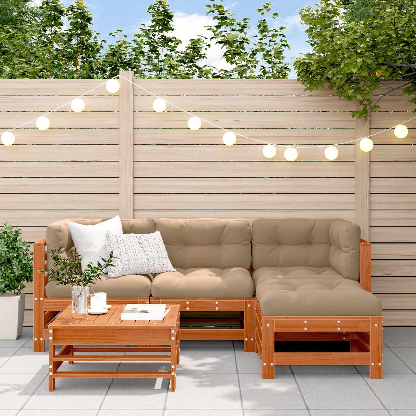 Set Lounge da Giardino 5 pcs Marrone Cerato | homemem39