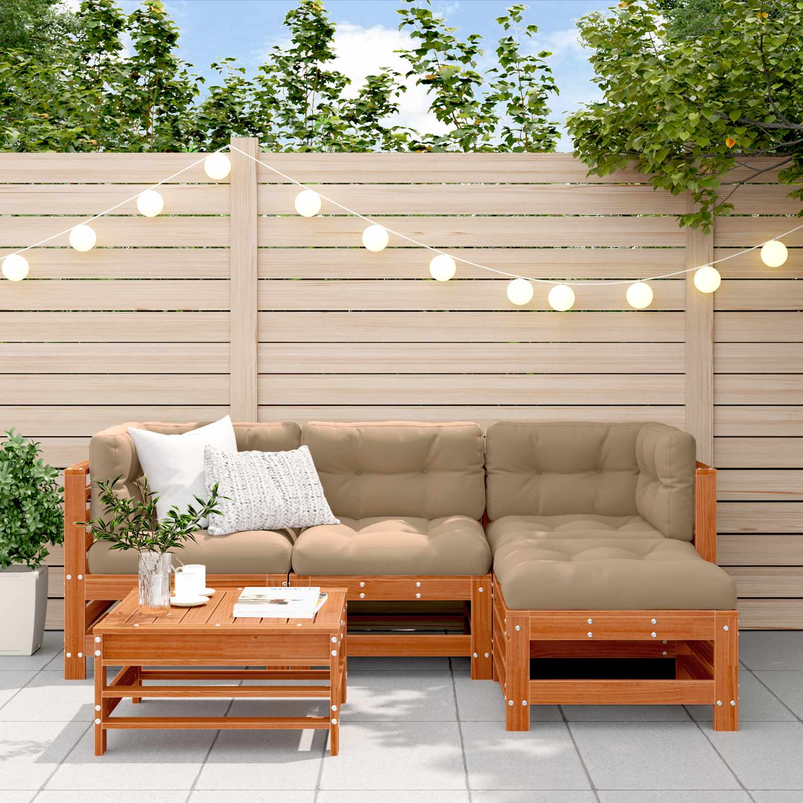 Set Lounge da Giardino 5 pcs Marrone Cerato | homemem39