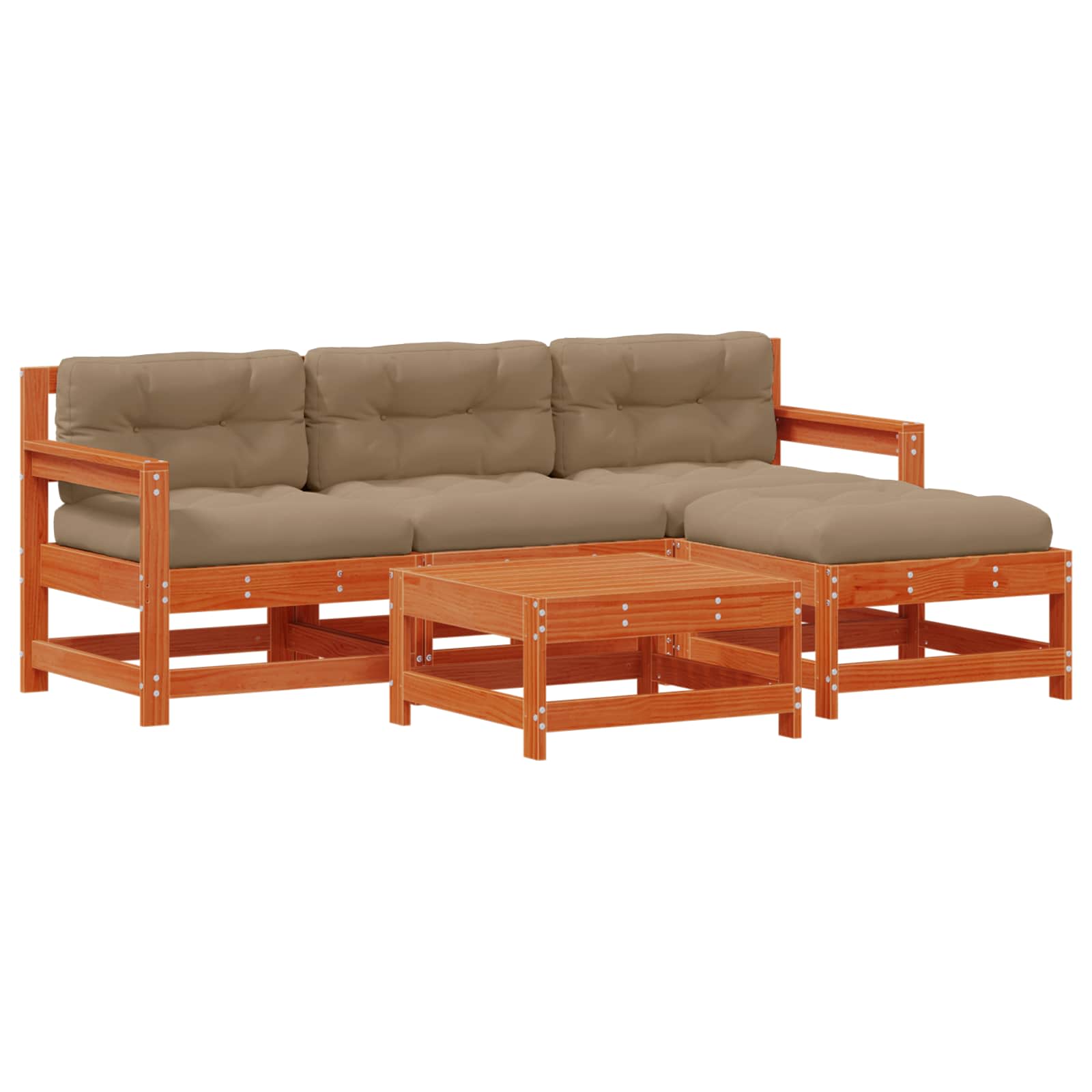 Set Lounge da Giardino 5 pcs Pino Marrone Cerato | homemem39