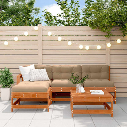 Set Lounge da Giardino 5 pcs Marrone Cera | homemem39