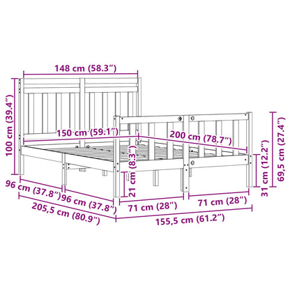 Struttura del letto 2 pcs Marrone cerato 150 x 200 cm