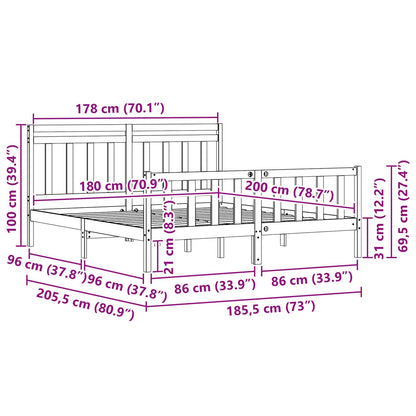 Struttura del letto 2 pcs Marrone cerato 180 x 200 cm