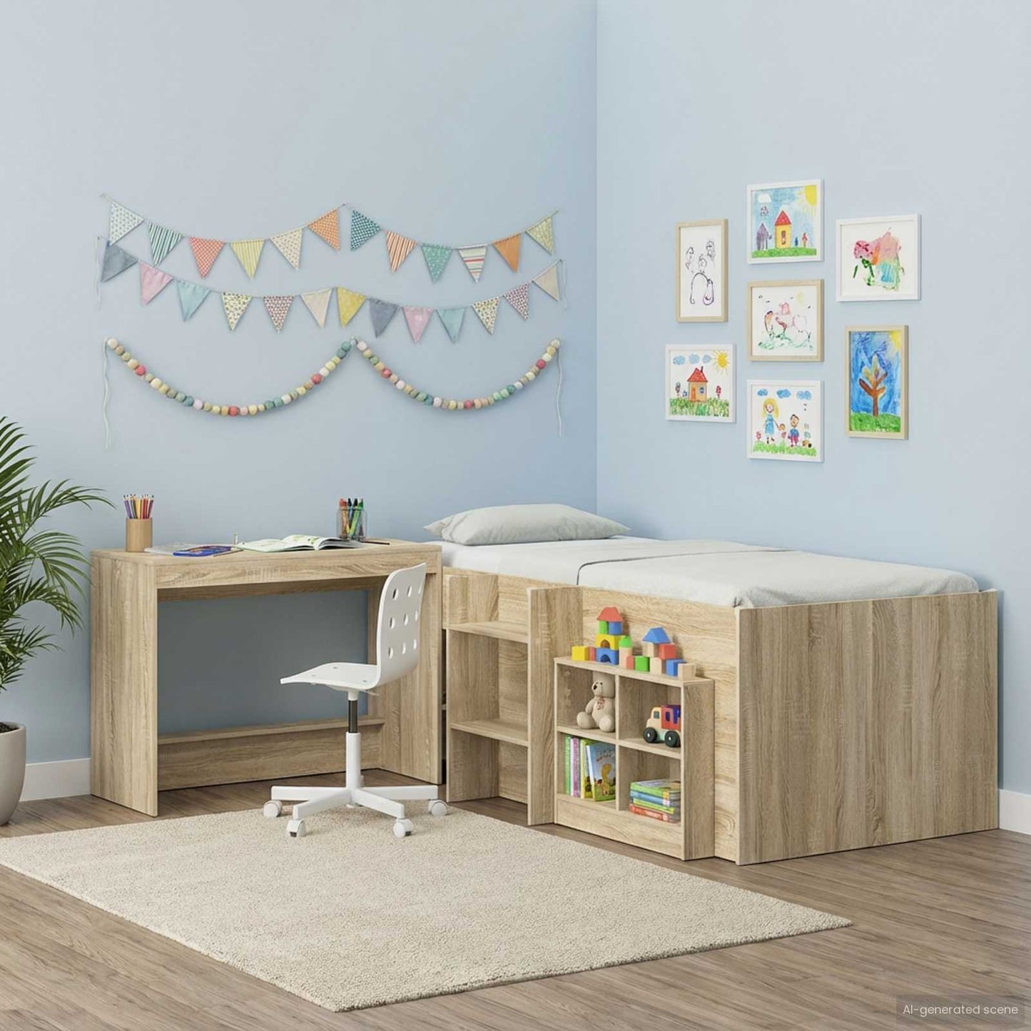 Scrivania Letto Rovere Sonoma Legno ingegnerizzato