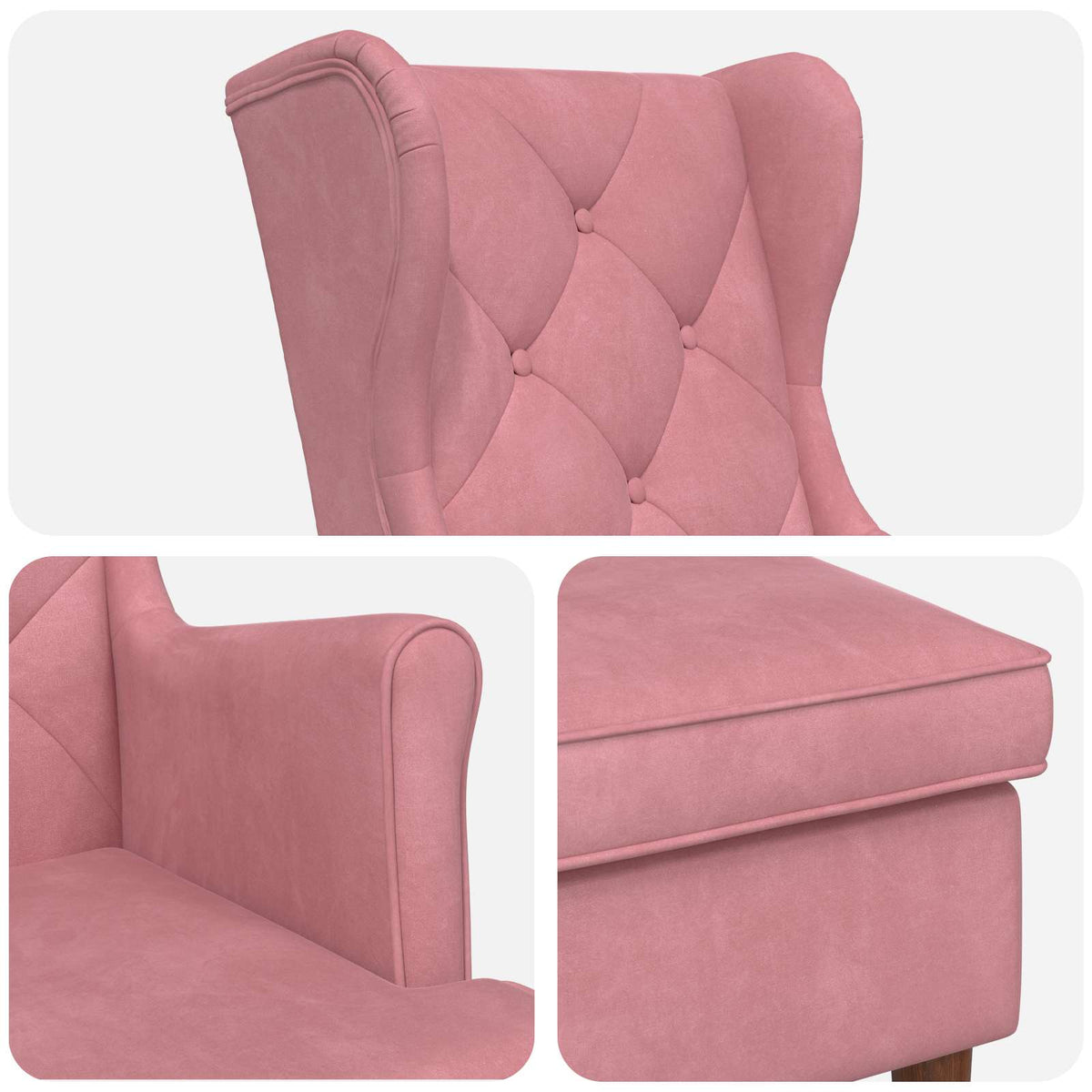 Poltrona con Ottomano 2 pz Rosa Velluto | homemem39