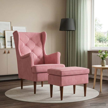 Poltrona con Ottomano 2 pz Rosa Velluto | homemem39