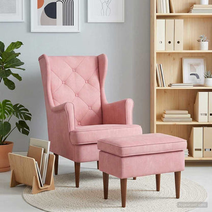 Poltrona con Ottomano 2 pz Rosa Velluto