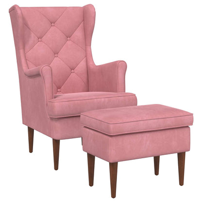 Poltrona con Ottomano 2 pz Rosa Velluto