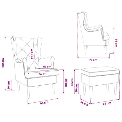 Poltrona con Ottomano 2 pz Rosa Velluto | homemem39