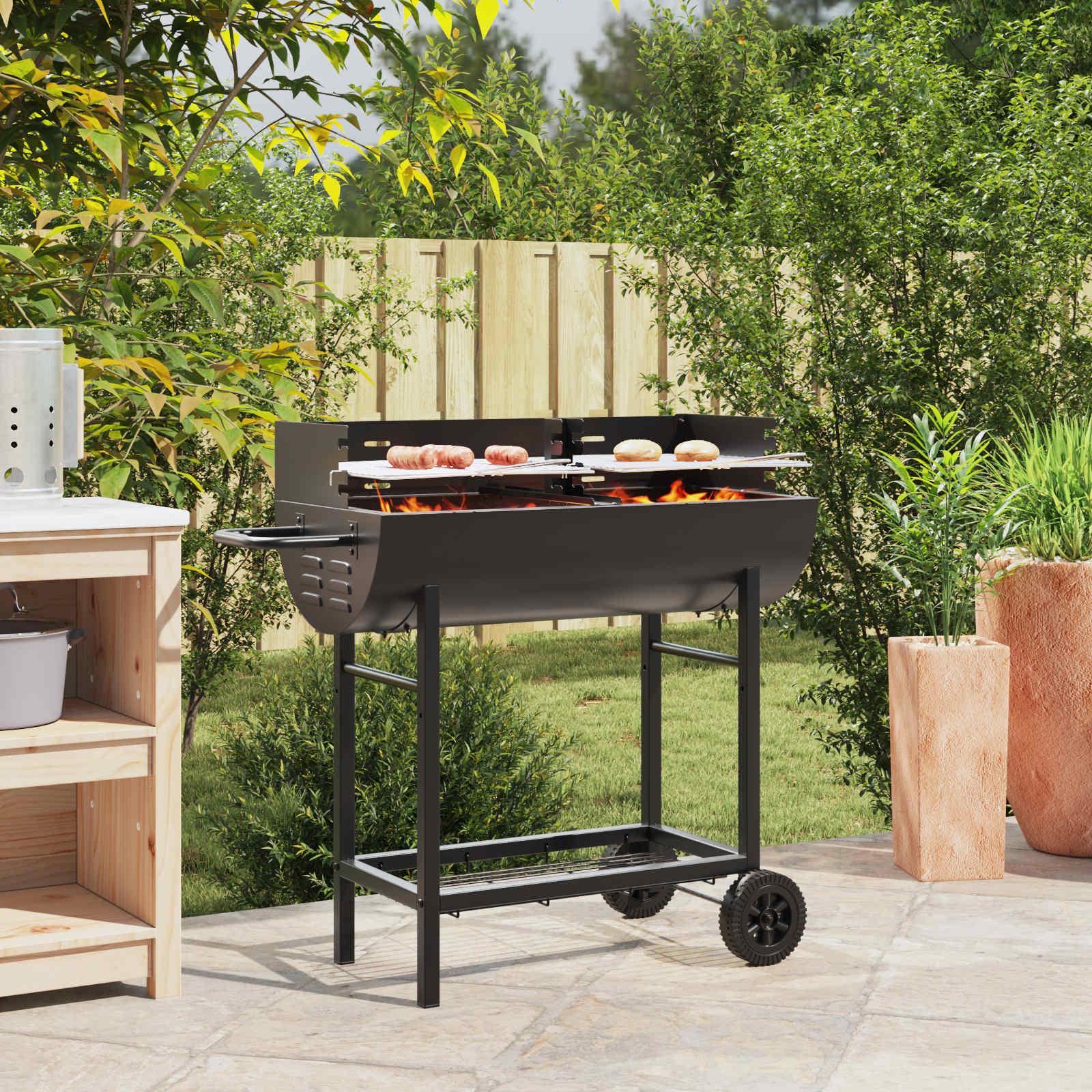griglia a carbone 96,5 x 42,5 x 88,5 cm Nero | homemem39