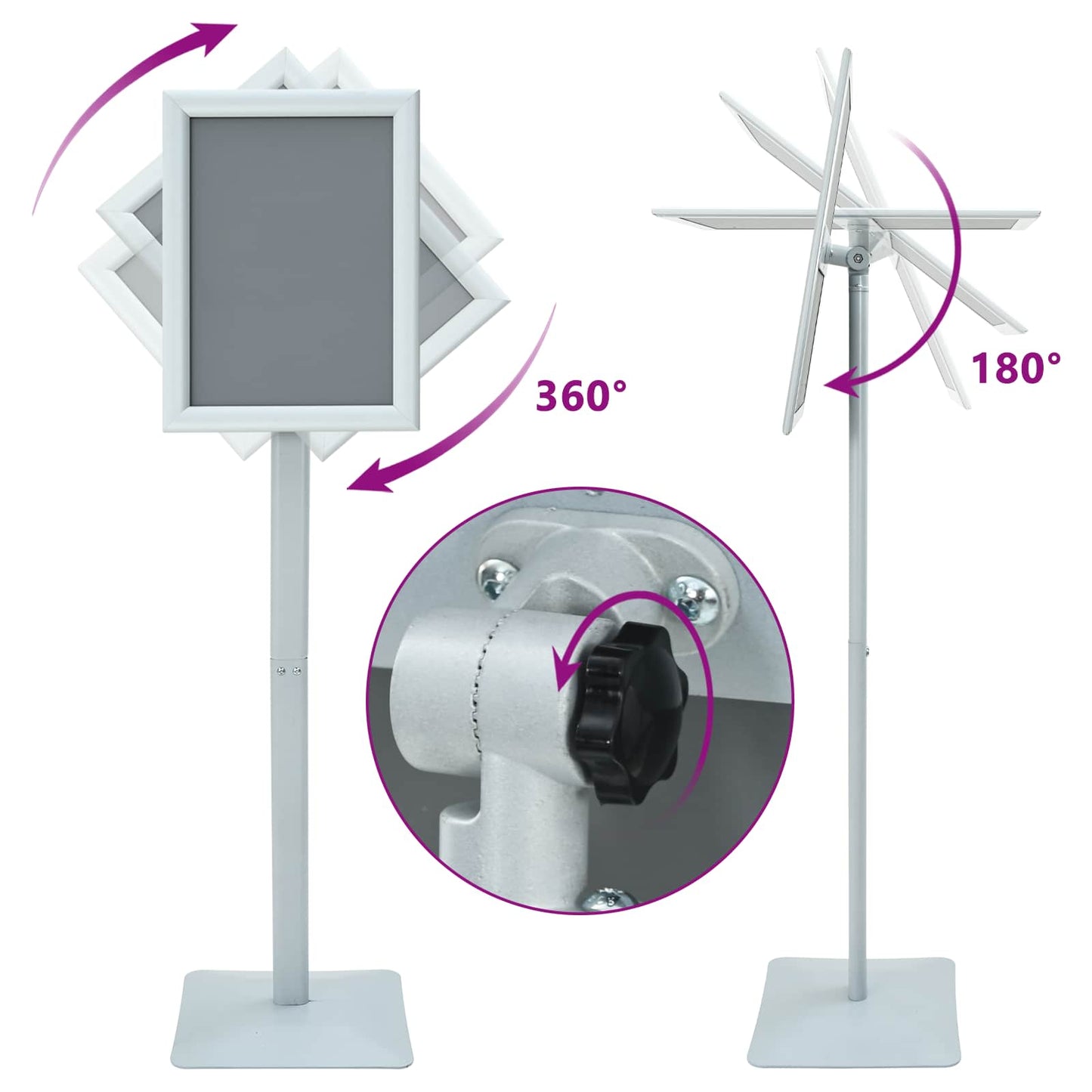 Supporto Poster a Piedistallo Argento 32,5 x 27 x 126 cm