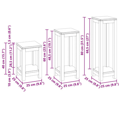 Supporto per piante 3 pz Naturale 25 x 25 x 80 cm | homemem39