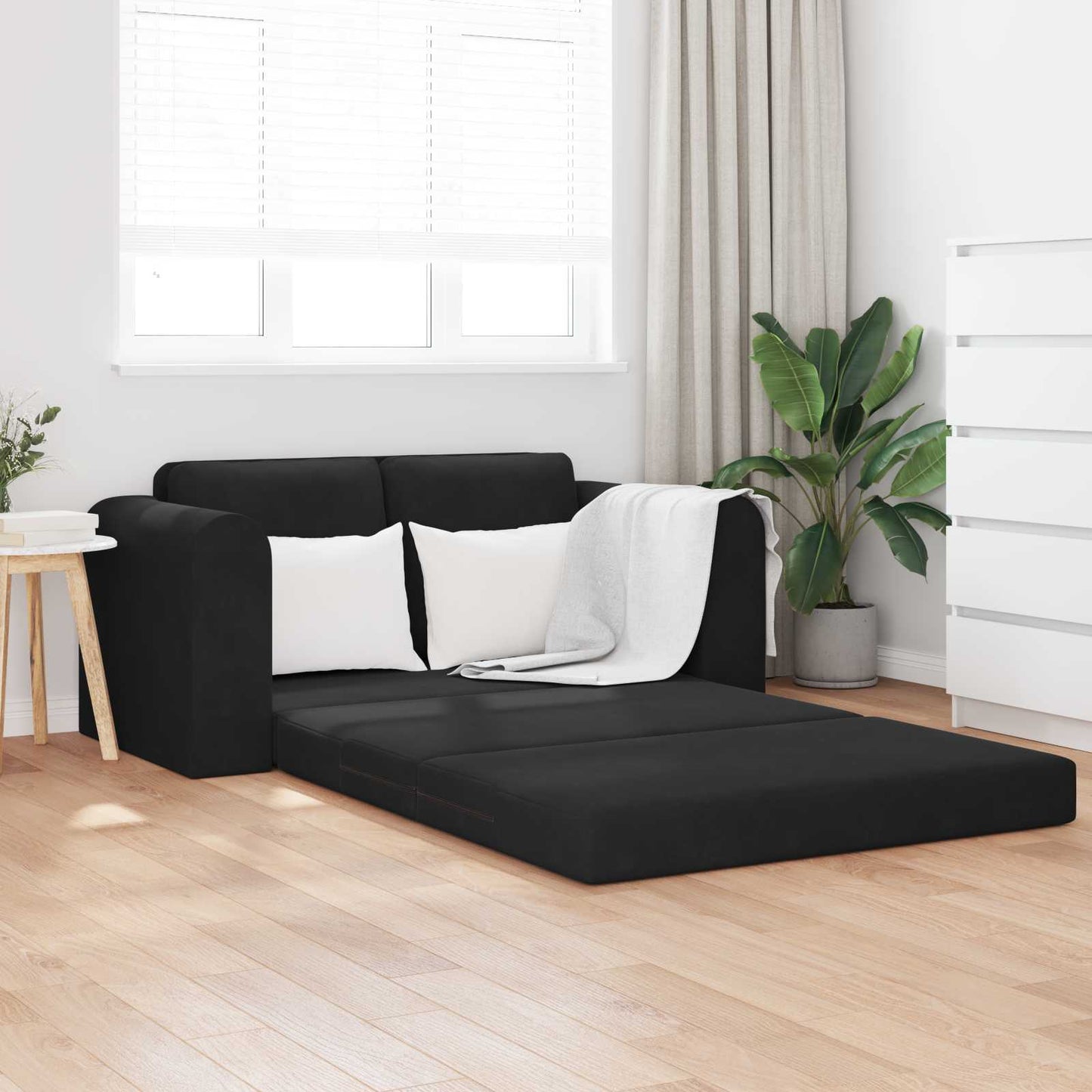 Divano Letto Pieghevole Nero 148 x 71 x 83 cm Velluto