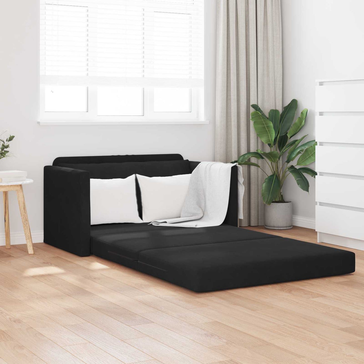 Divano Letto Pieghevole Nero 124 x 71 x 78 cm Velluto