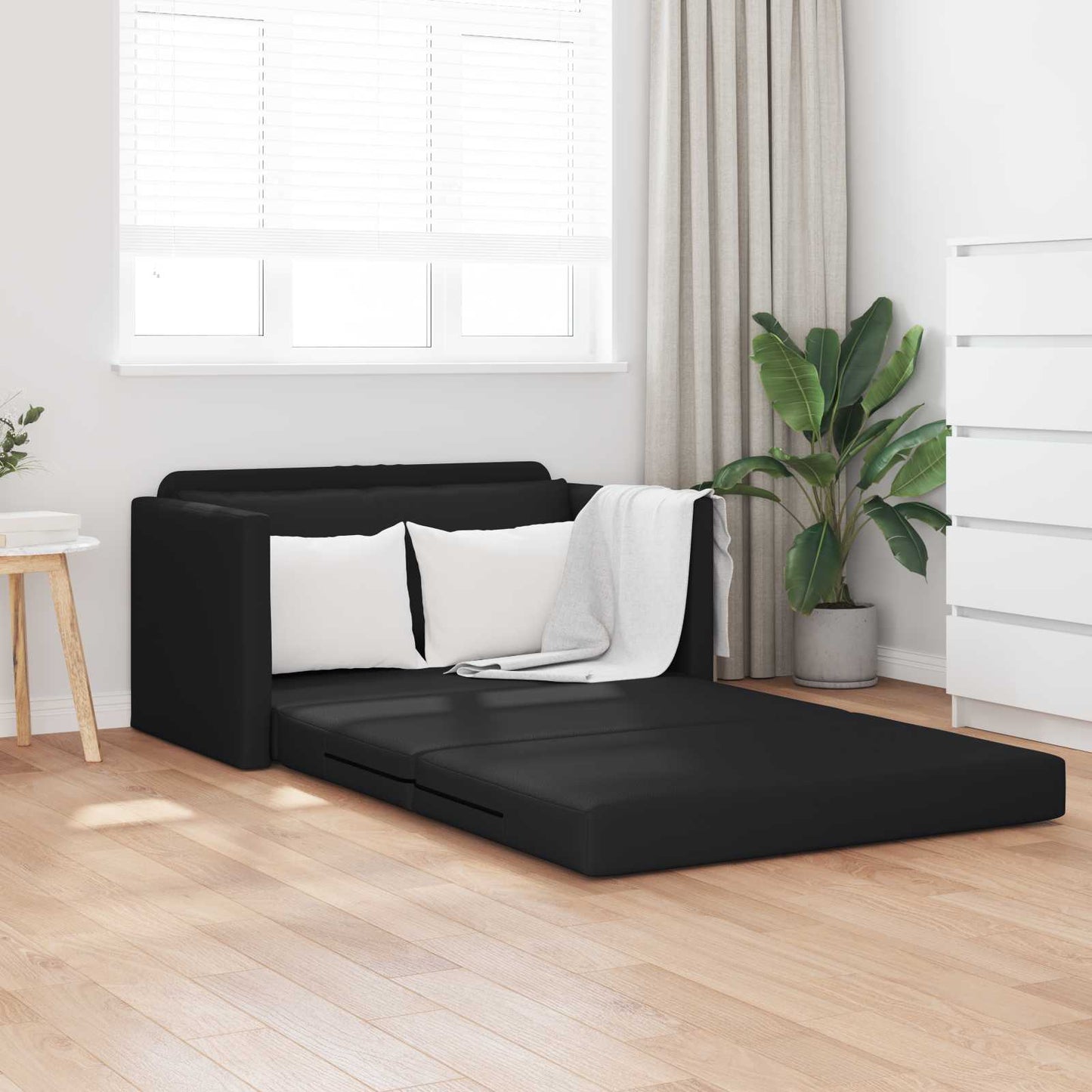 Divano Letto Pieghevole Nero 124 x 71 x 78 cm PVC