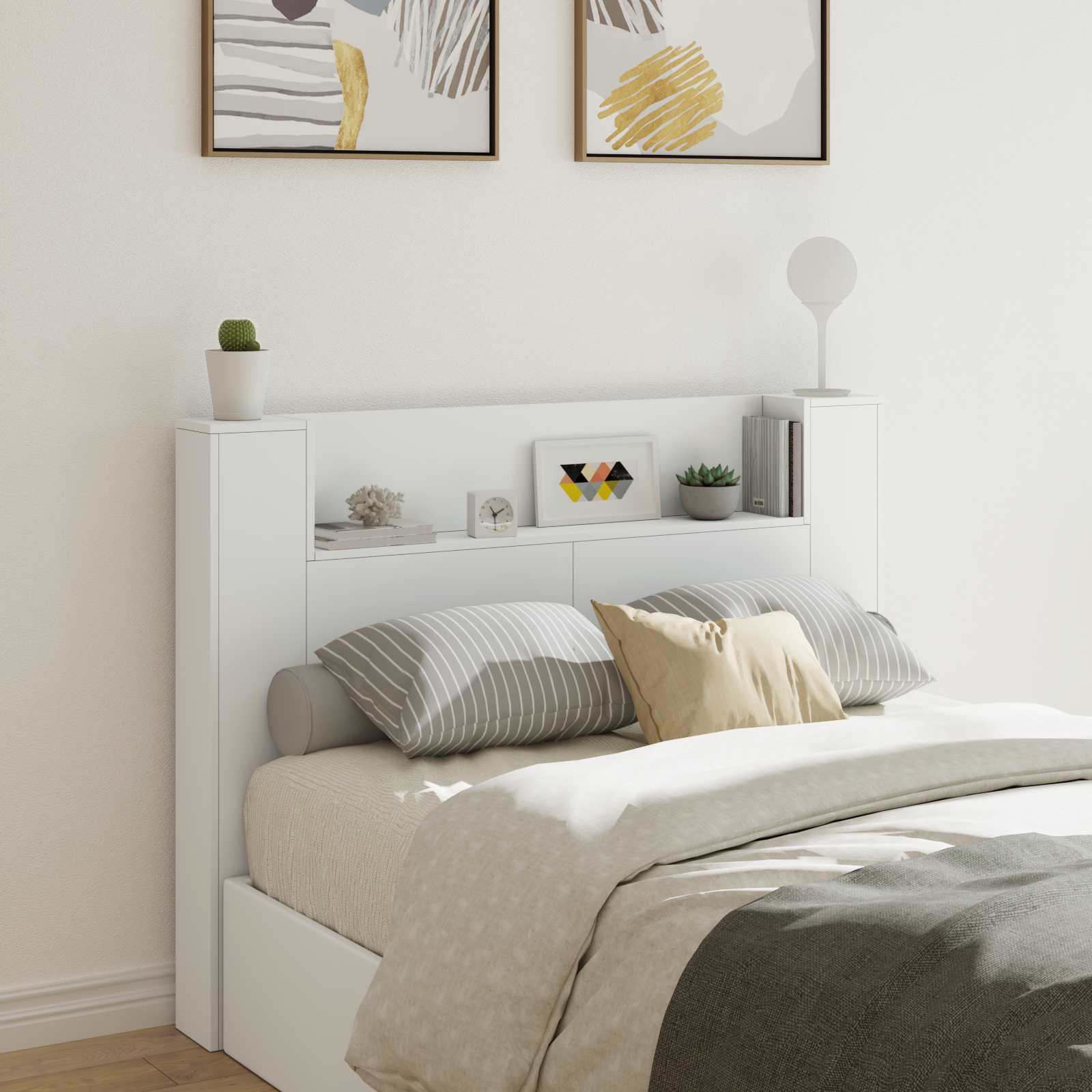 Testata con Mobile e LED Bianco 140 x 16,5 x 103,5 cm | homemem39