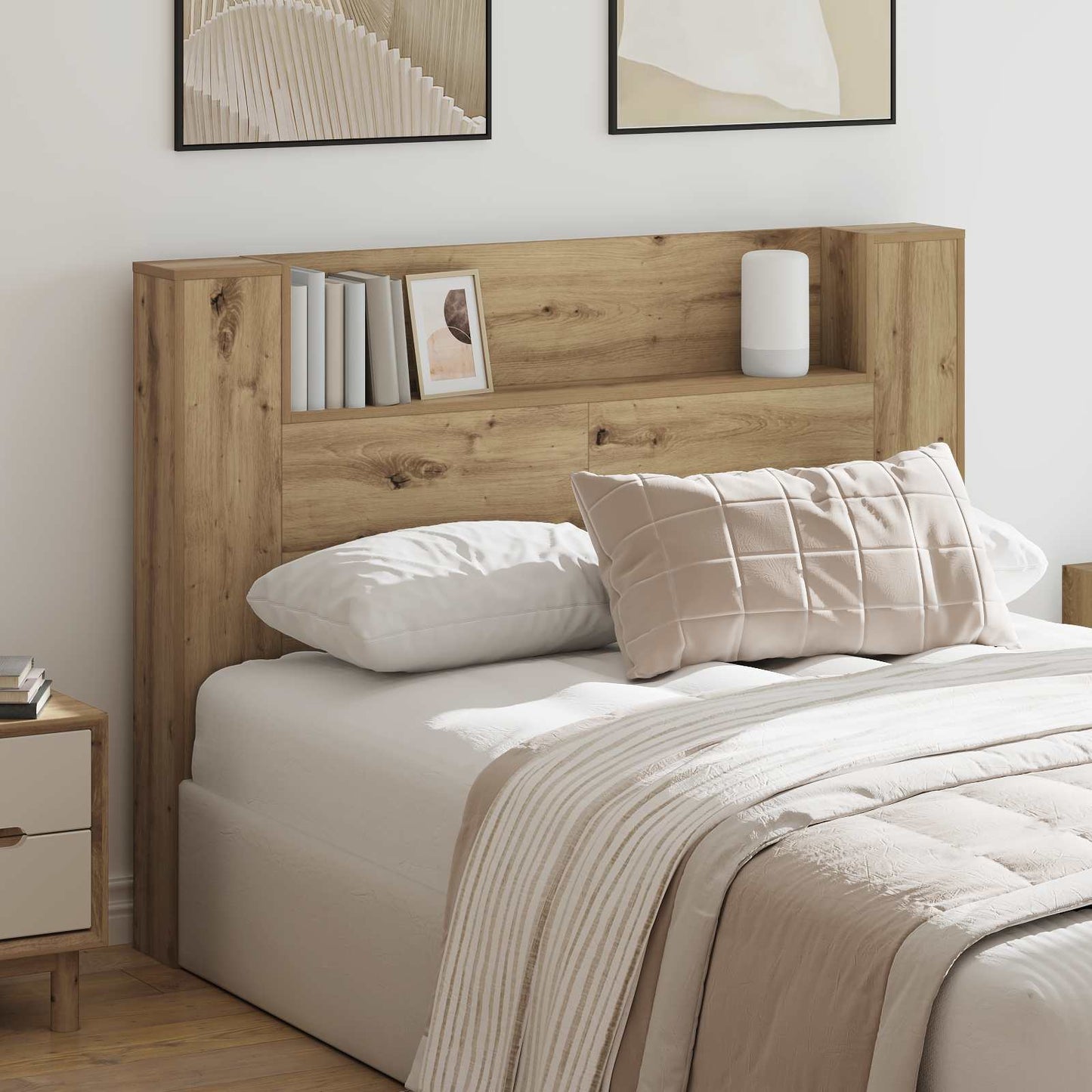 Testata con Mobile e LED Rovere Artigianale Legno multistrato