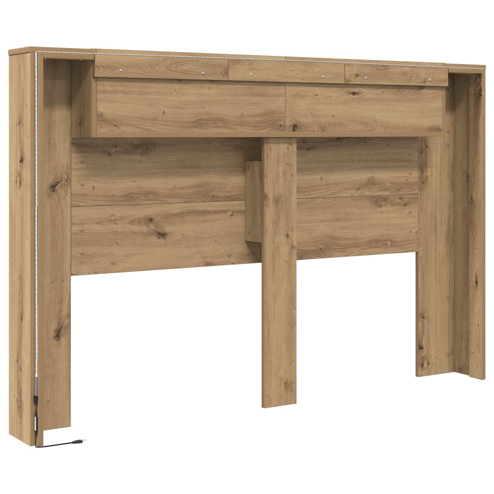 Testata con Mobile e LED Rovere Artigianale Legno multistrato | homemem39