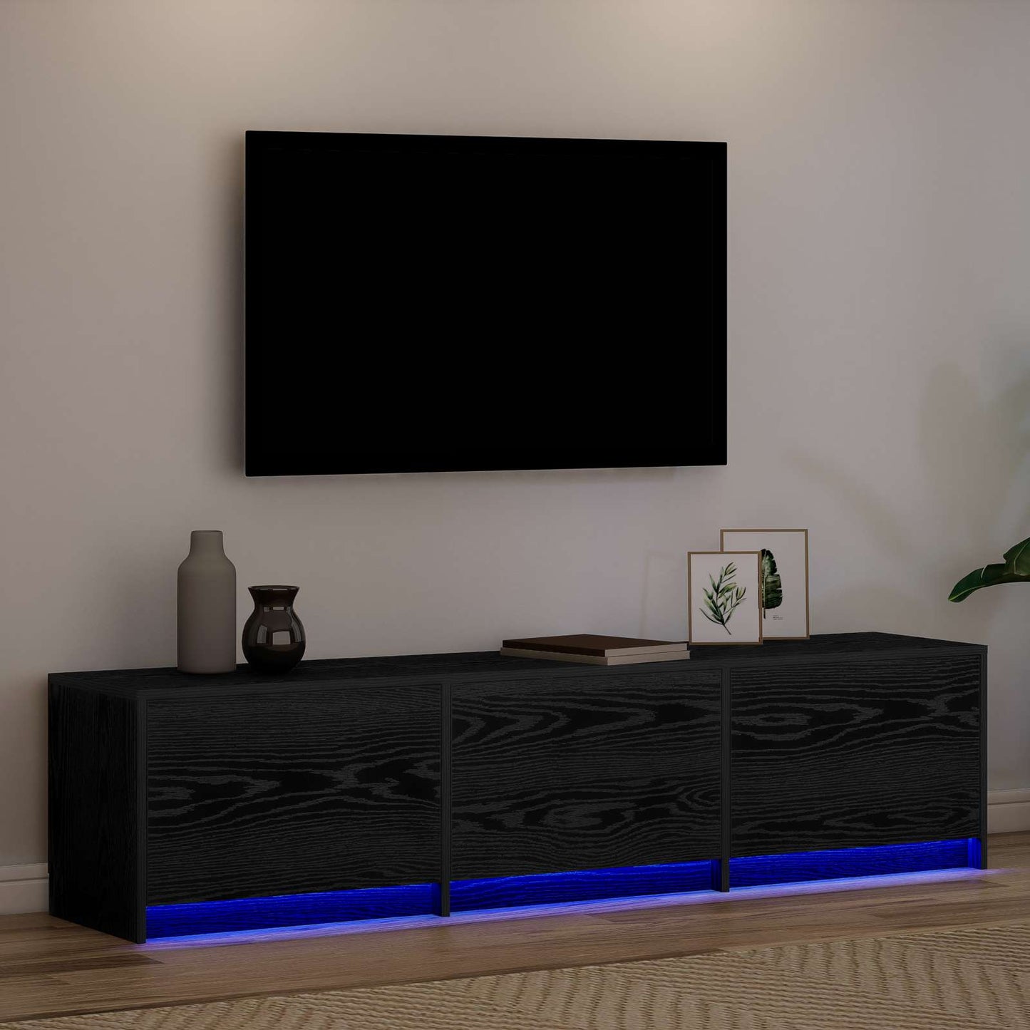 Mobile TV Rovere Nero 165 x 34 x 40 cm Legno multistrato
