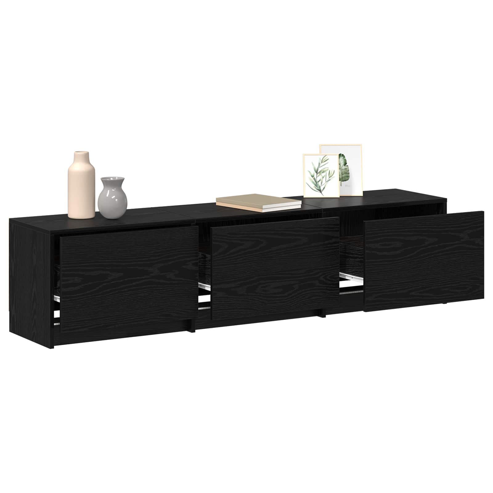 Mobile TV Rovere Nero 165 x 34 x 40 cm Legno multistrato | homemem39