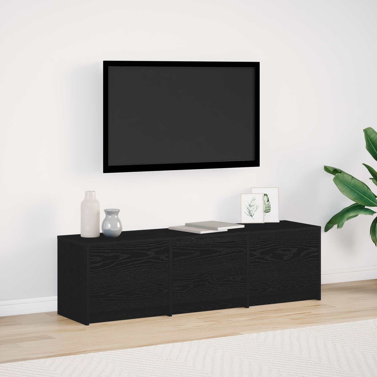 Mobile TV Rovere Nero Legno ingegnerizzato
