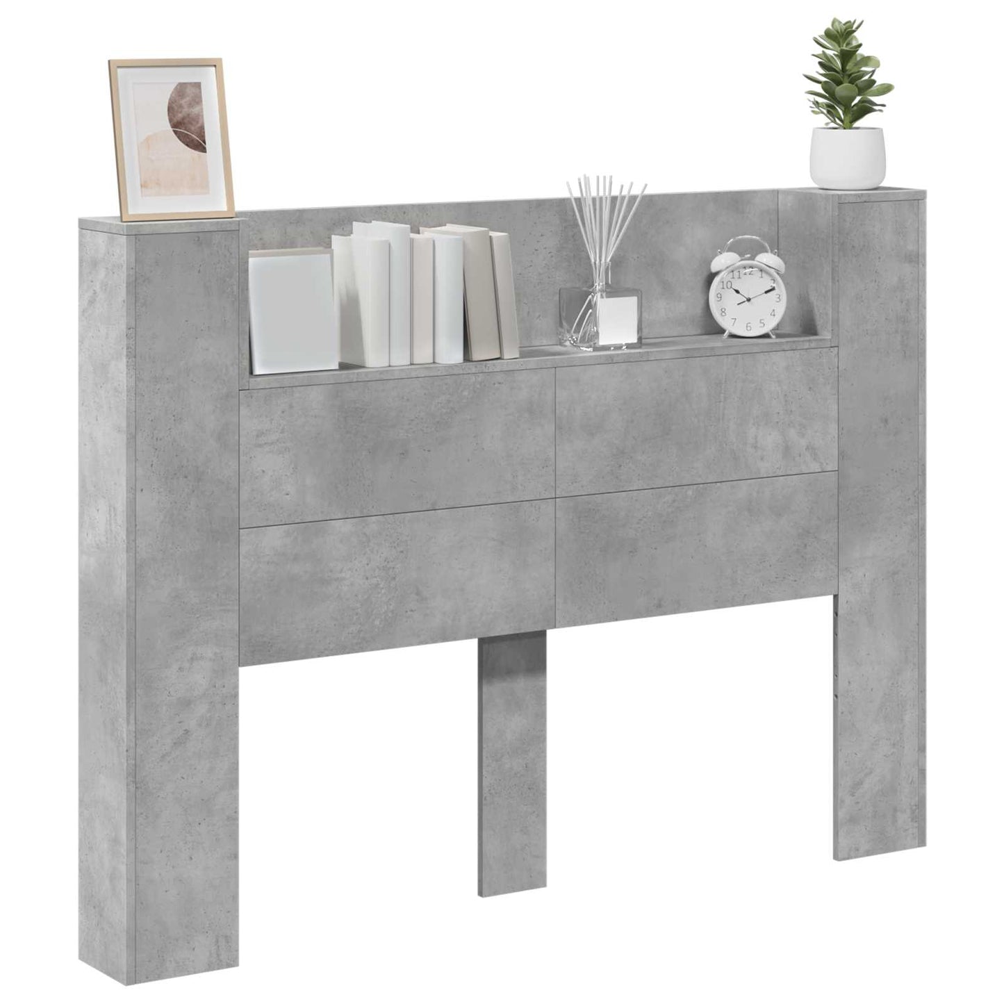 Testata con Mobile e LED Calcestruzzo 140 x 16,5 x 103,5 cm | homemem39