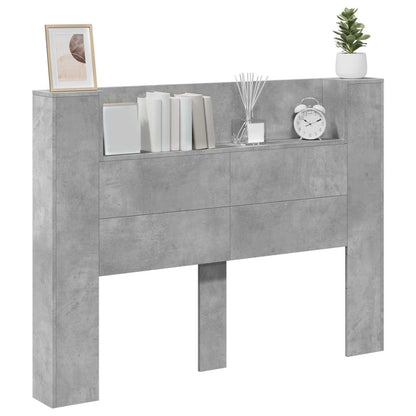 Testata con Mobile e LED Calcestruzzo 140 x 16,5 x 103,5 cm | homemem39