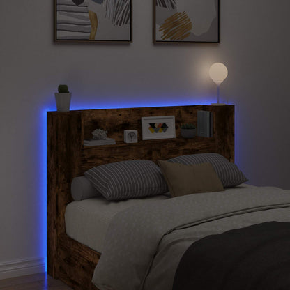 Testata con Mobile e LED Quercia Affumicata Legno multistrato | homemem39