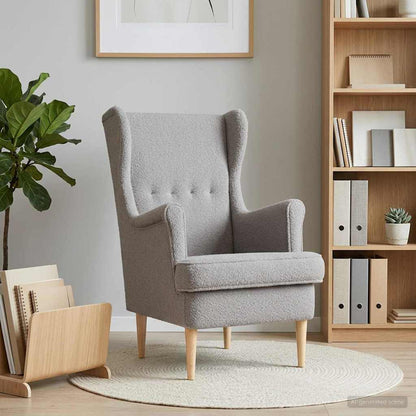 Poltrona Grigio Chiaro Bouclé