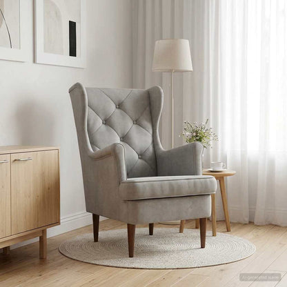 Poltrona Grigio Chiaro Velluto