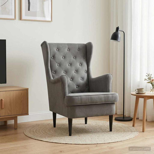 Poltrona Grigio Scuro Velluto