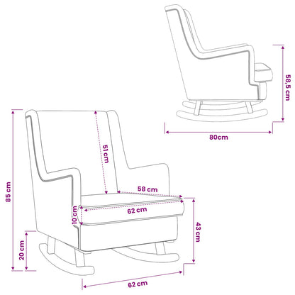 Sedia a dondolo Rosso Vino 62 x 80 x 85 cm Tessuto | homemem39