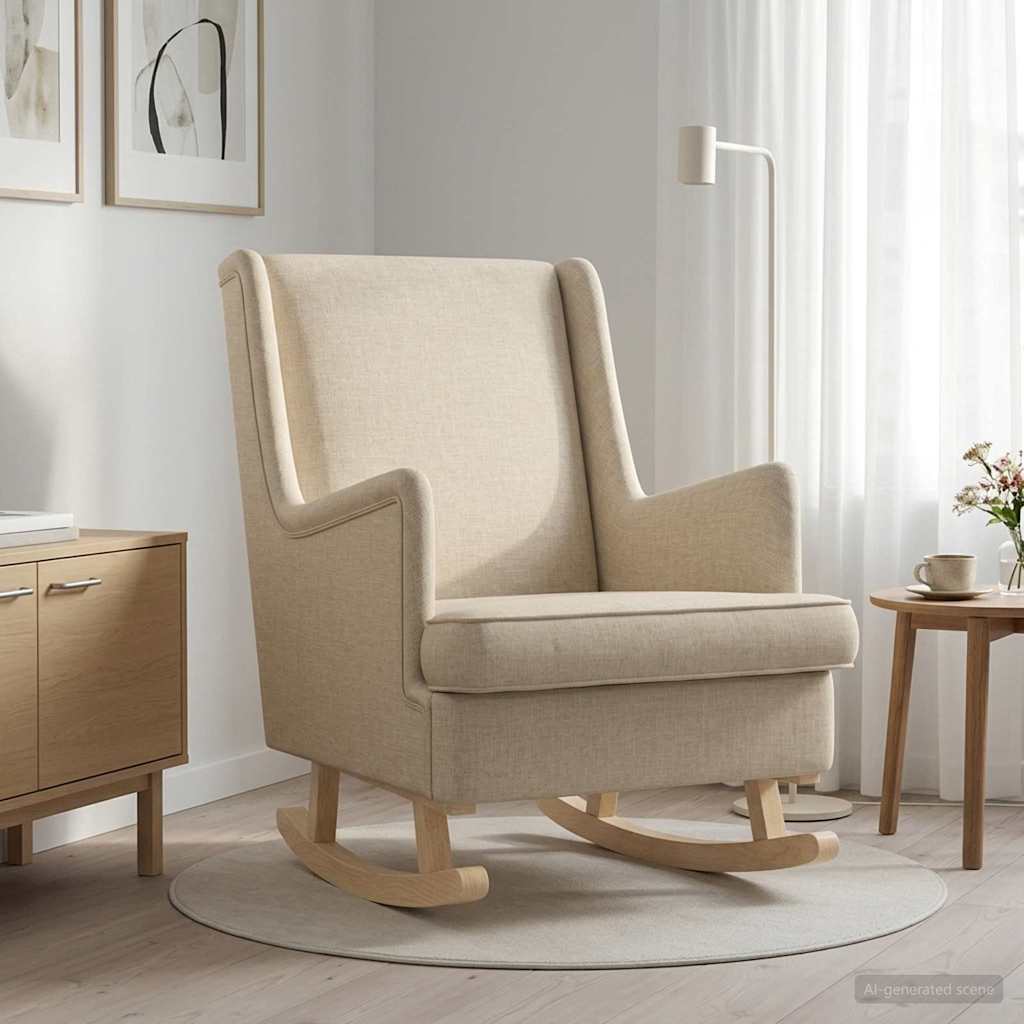 Sedia a dondolo Crema 62 x 80 x 85 cm Tessuto | homemem39
