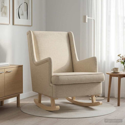 Sedia a dondolo Crema 62 x 80 x 85 cm Tessuto | homemem39