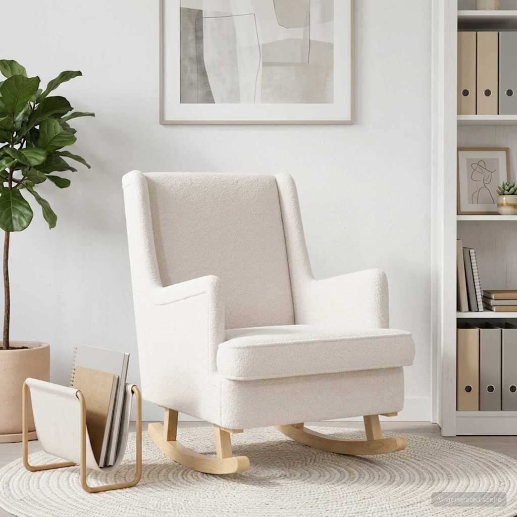 Sedia a dondolo Crema 62 x 80 x 85 cm Bouclé | homemem39