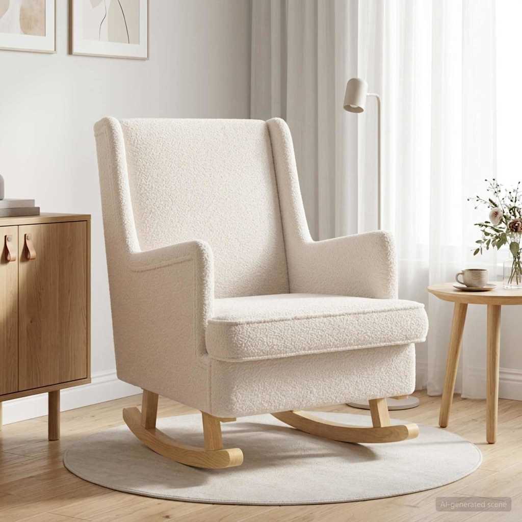 Sedia a dondolo Crema 62 x 80 x 85 cm Bouclé | homemem39