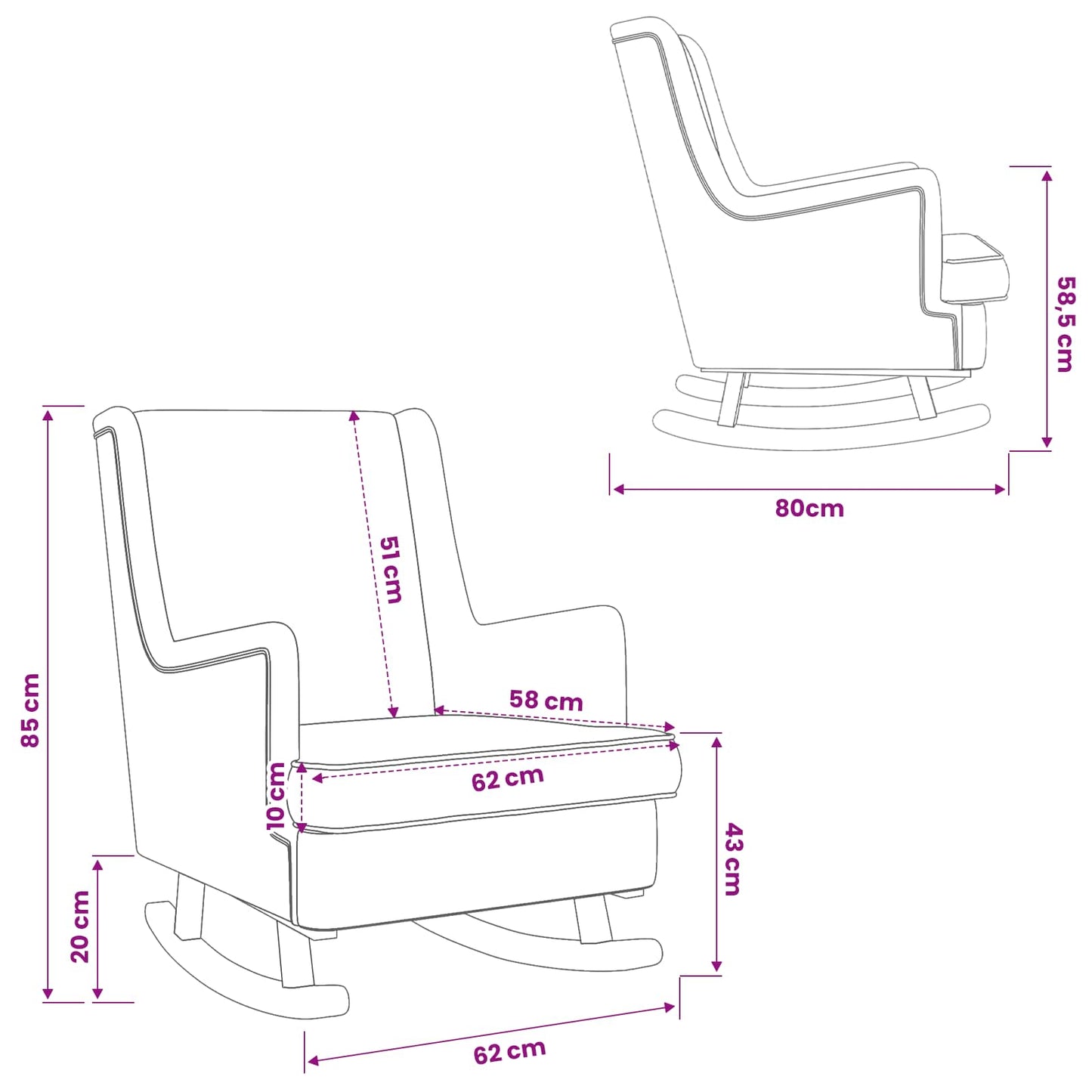 Sedia a dondolo Grigio Scuro 62 x 80 x 85 cm Bouclé | homemem39