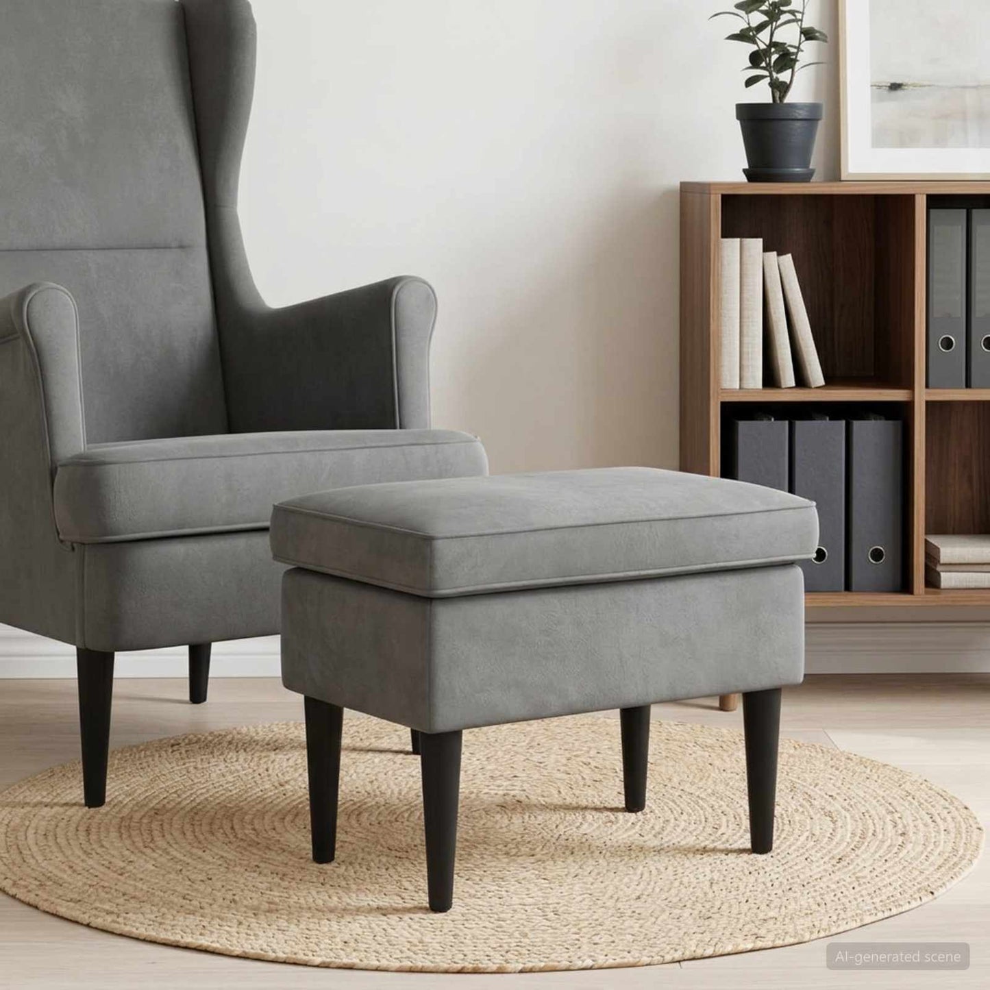 Poggiapiedi Grigio Scuro 55 x 35 x 41 cm Velluto | homemem39
