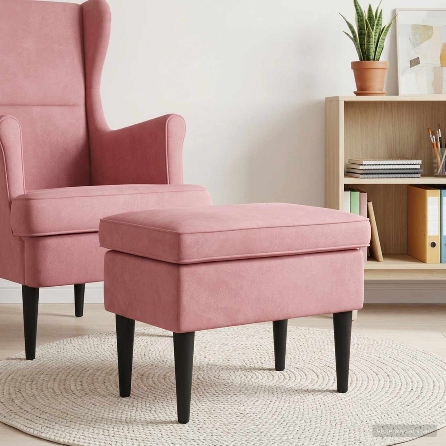 Poggiapiedi Rosa 55 x 35 x 41 cm Velluto | homemem39