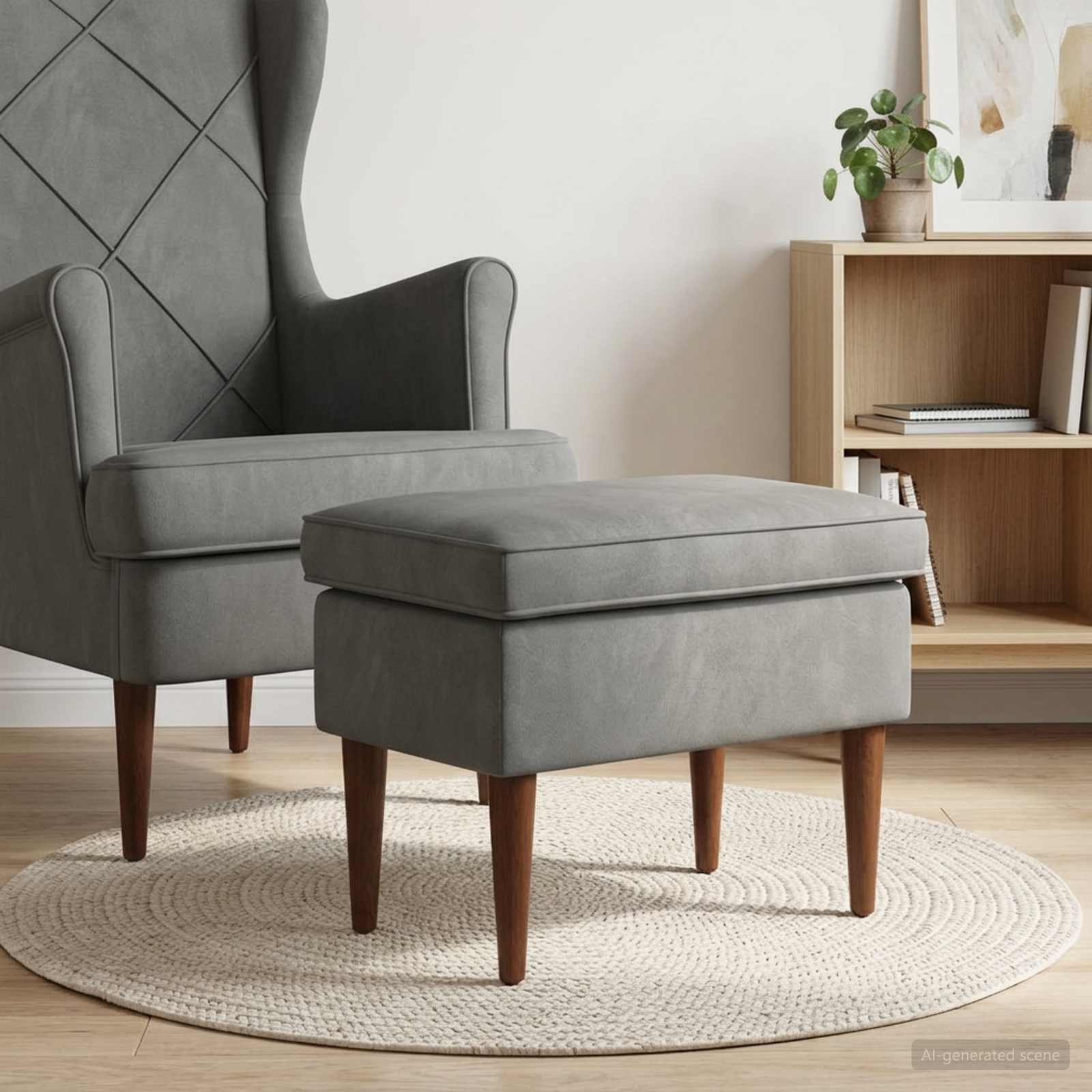 Poggiapiedi Grigio Scuro 55 x 35 x 41 cm Velluto | homemem39