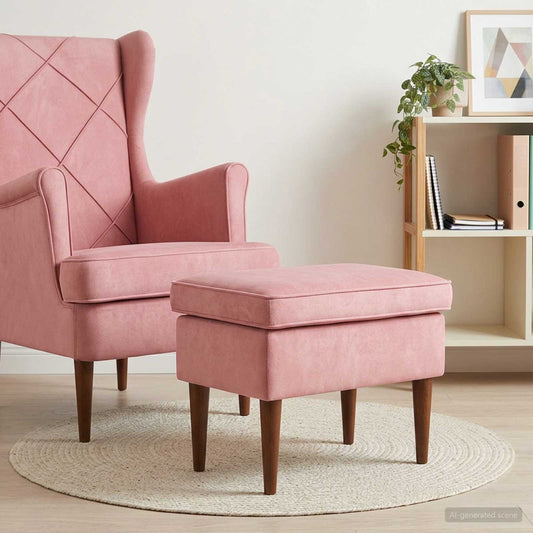 Poggiapiedi Rosa 55 x 35 x 41 cm Velluto | homemem39