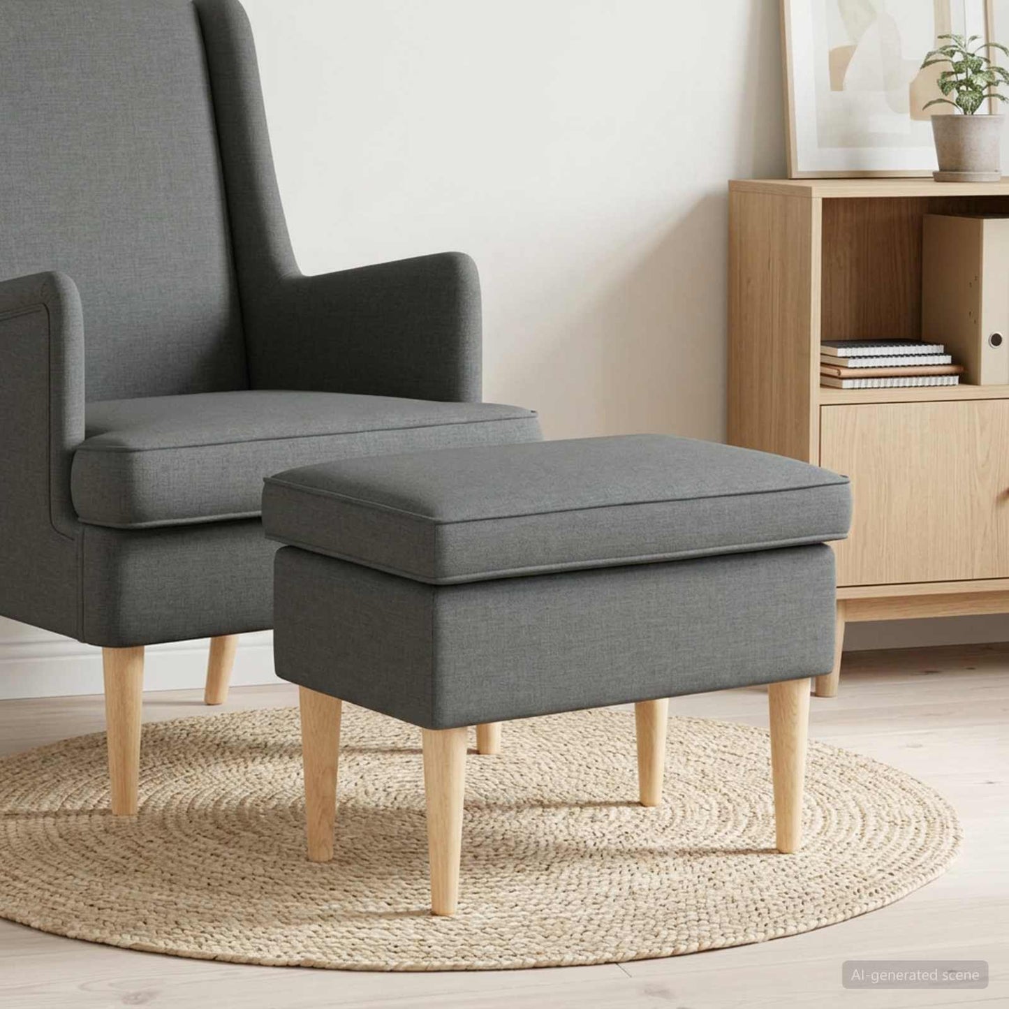 Poggiapiedi Grigio Scuro 55 x 35 x 41 cm Tessuto