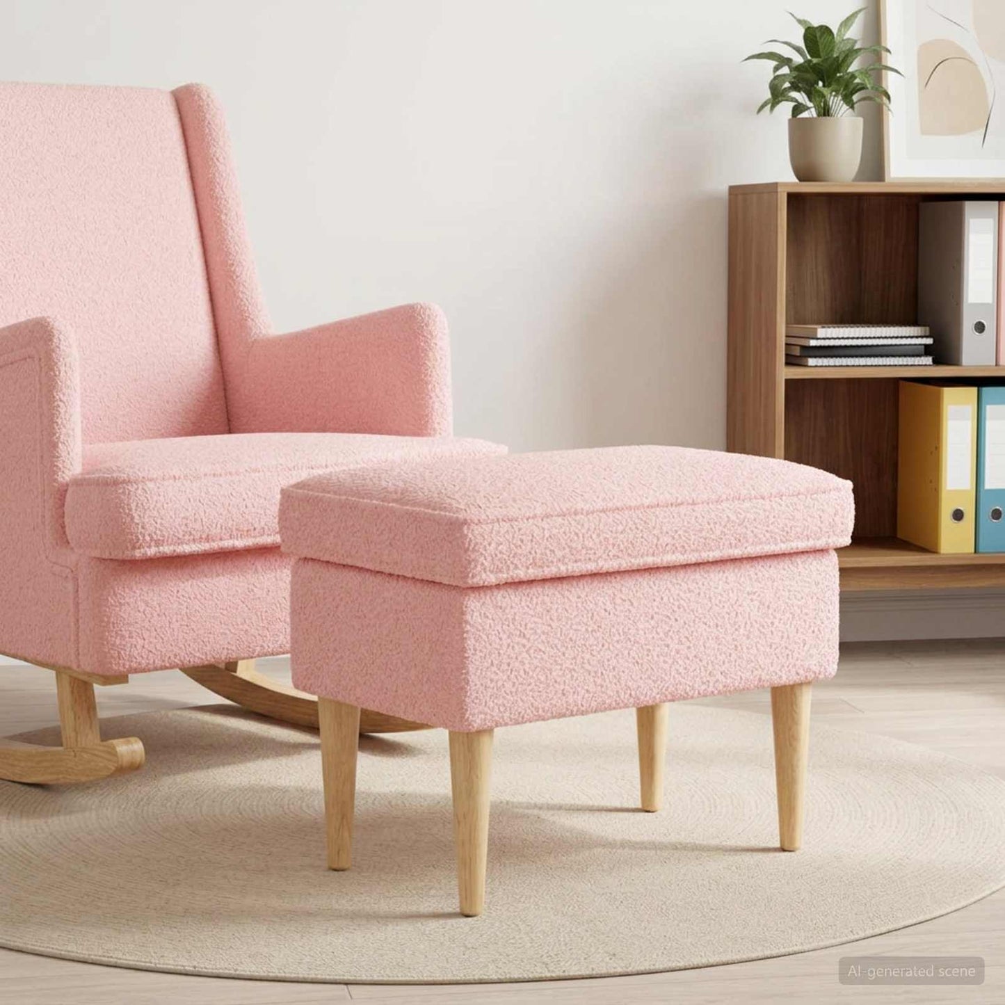 Poggiapiedi Rosa 55 x 35 x 41 cm Bouclé