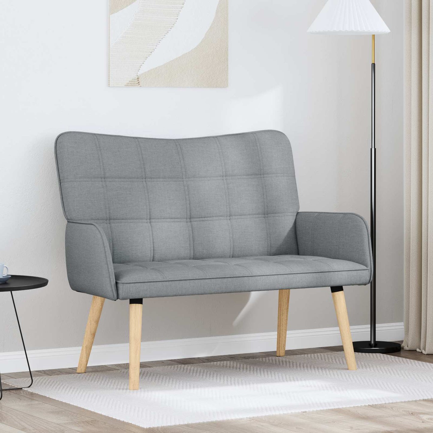 Sofa a Due Posti Grigio chiaro 115 x 61 x 87 cm Tessuto | homemem39