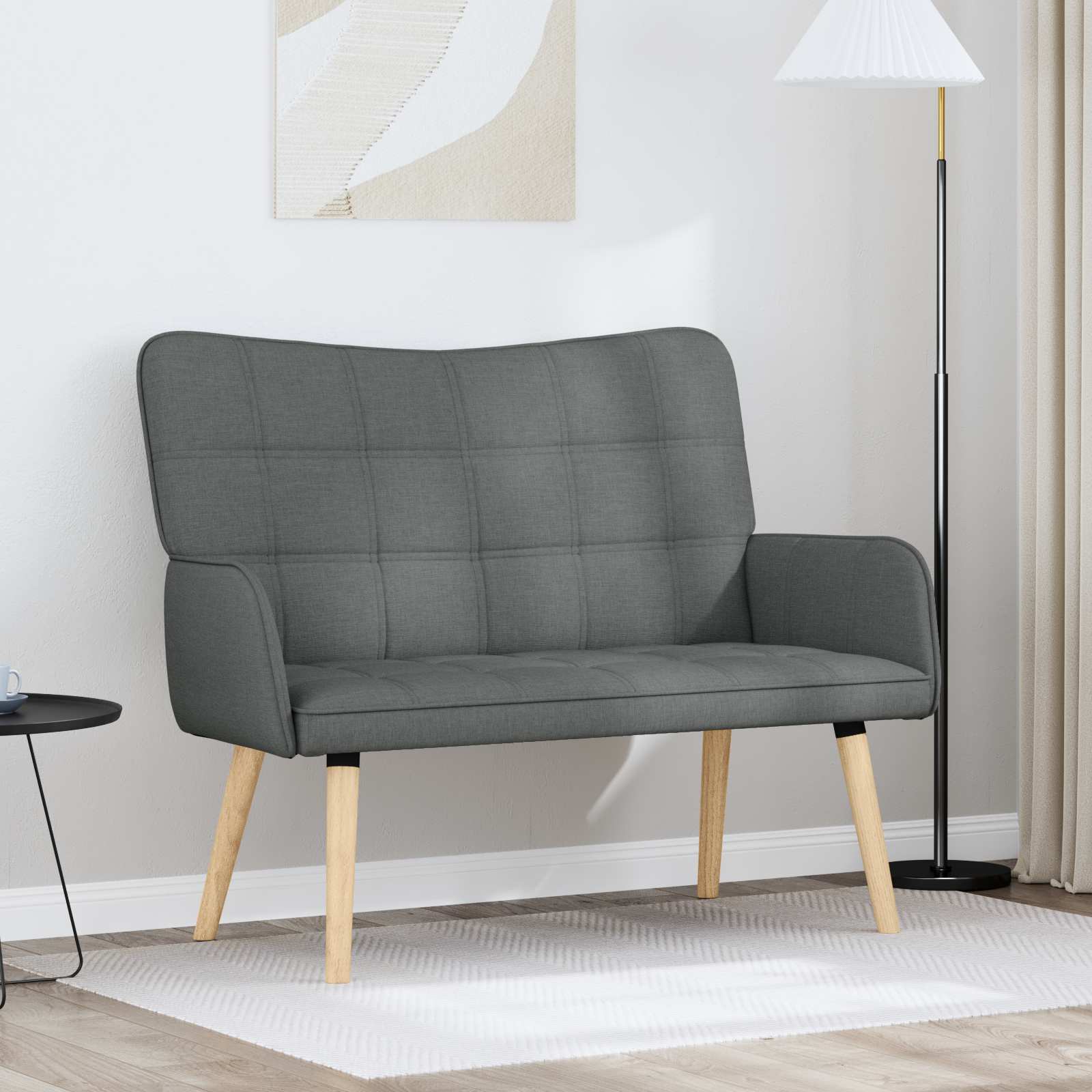 Sofa a Due Posti Grigio scuro 115 x 61 x 87 cm Tessuto | homemem39
