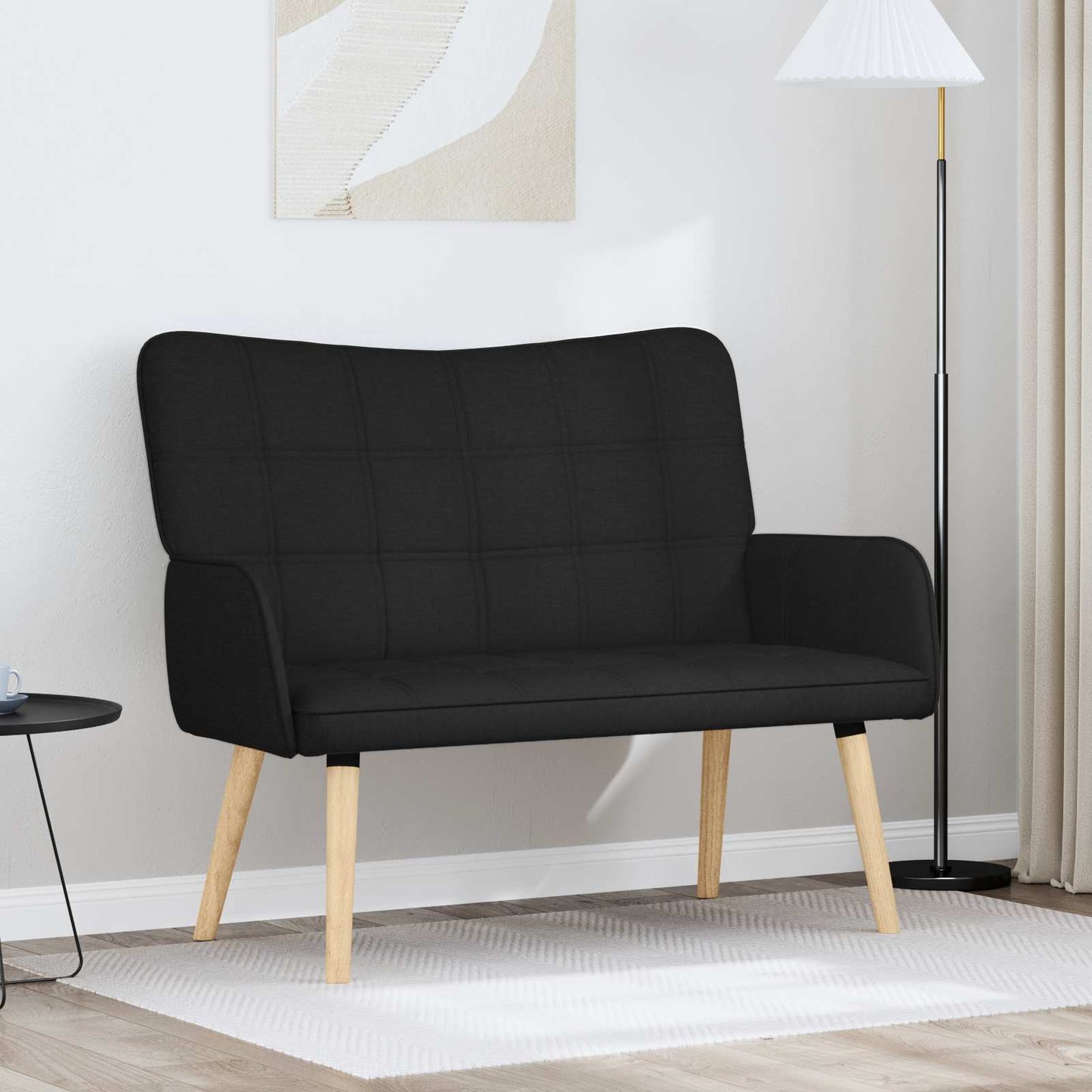 Divano a 2 Posti Nero 115 x 61 x 87 cm Tessuto