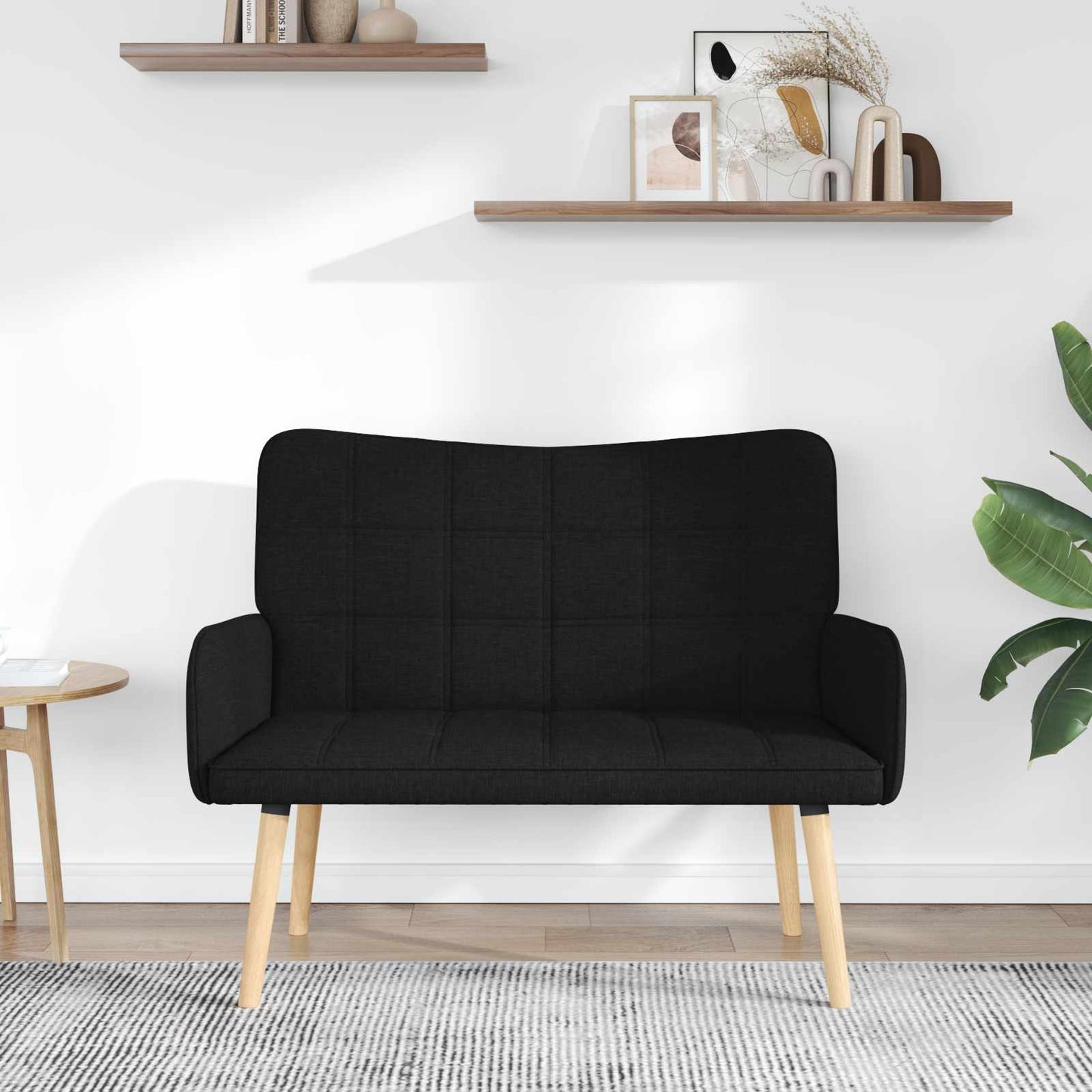 Sofa a Due Posti Nero 115 x 61 x 87 cm Tessuto | homemem39