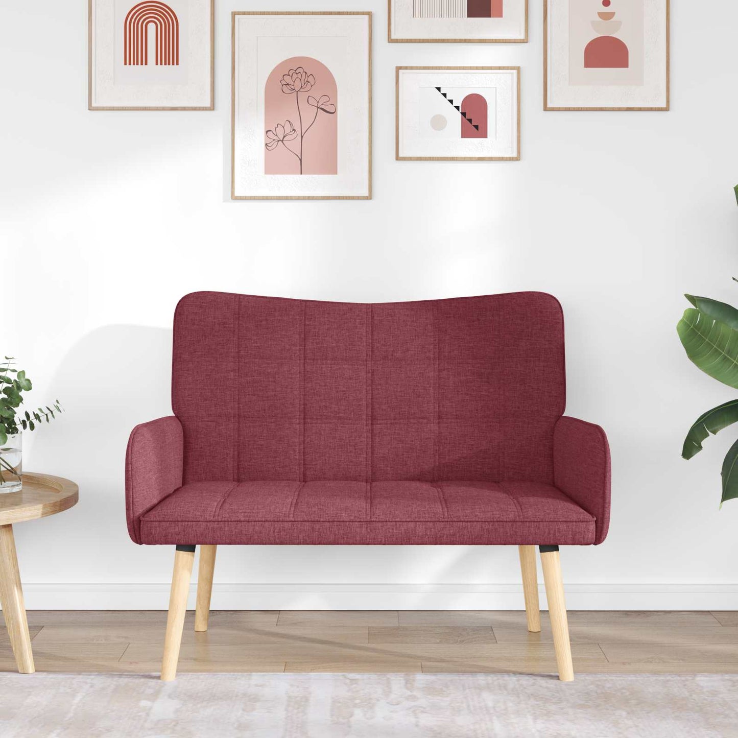 Sofa a Due Posti Rosso vino 115 x 61 x 87 cm Tessuto | homemem39