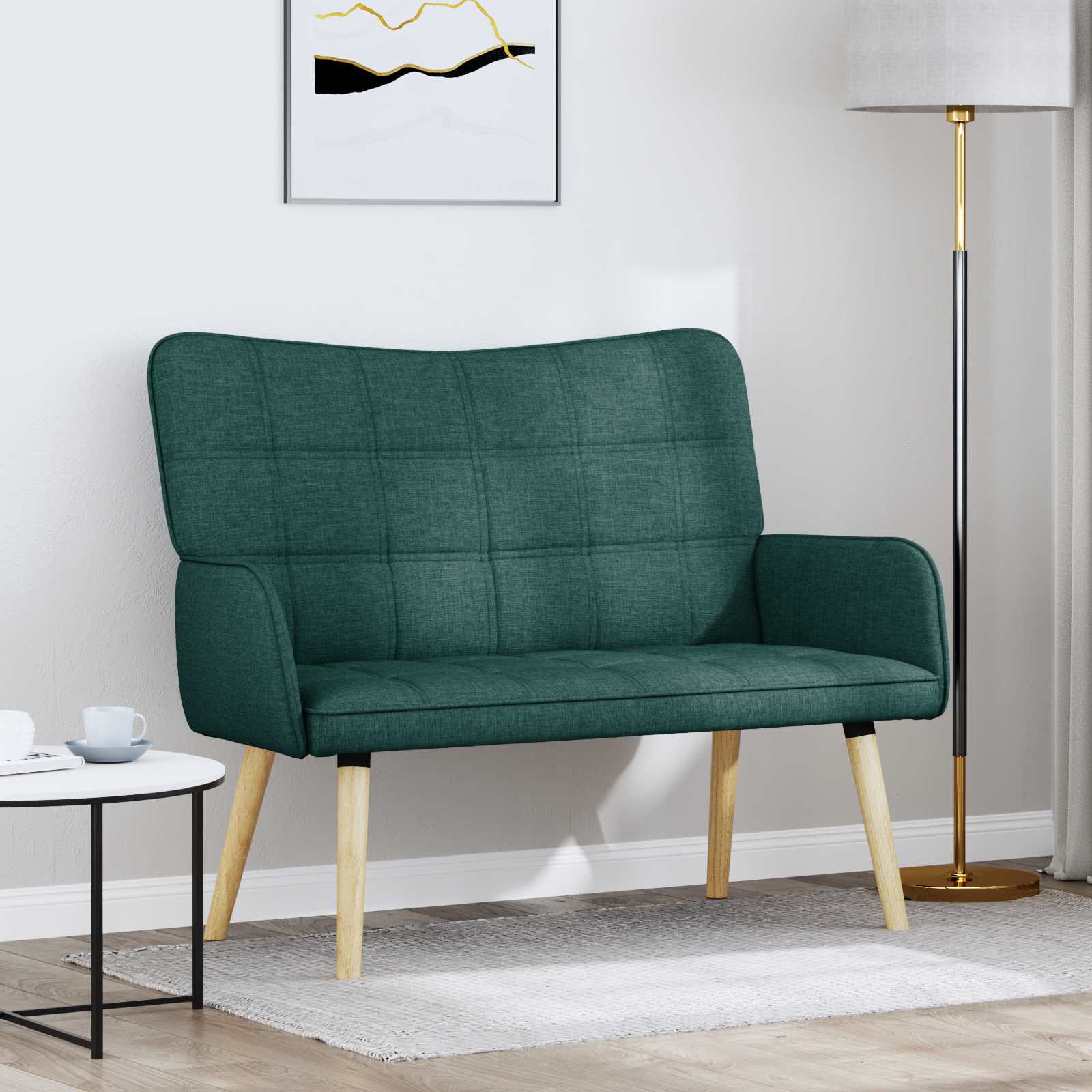 Sofa a Due Posti Verde Scuro 115 x 61 x 87 cm Tessuto | homemem39