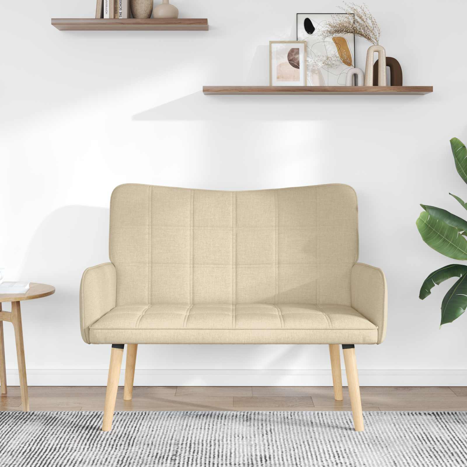 Sofa a Due Posti Crema 115 x 61 x 87 cm Tessuto | homemem39